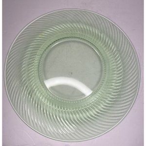 Anchor Hocking Spiral Optic Green Vaseline Depression Glass Platter Round 13 In.